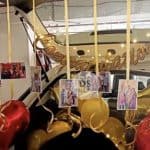 Elegant Congratulations Car Dikki Decoration in Delhi NCR with gold and red balloons, photo clips, and backdrop by Dream Spark Events