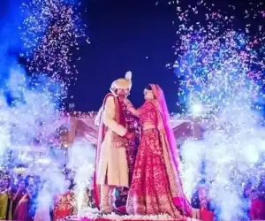 Grand Paper Confetti Wedding Decoration in Delhi NCR with colorful confetti blast during wedding ceremony by Dream Spark Events